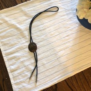 Copper bucking bronco cowboy bolo tie vintage
